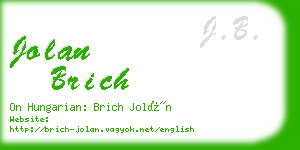 jolan brich business card